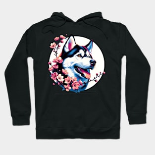 Siberian Husky's Springtime Cherry Blossoms Delight Hoodie